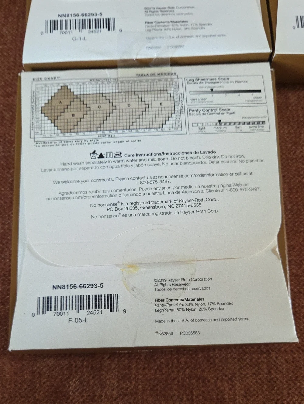3 Pairs No Nobsense Control Top SHEER NUDES Silky Sheer Tights Med NN8155 Size E